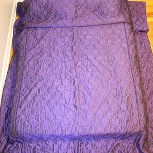 Vintage 70s 80s Plum Purple Metallic Quilted Bedspread Double Full 92"x106"
